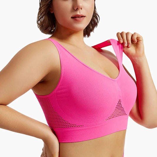 Mandotos high-strength anti-sag sports bra for women, designed for yoga and running, with supportive fit and breathable fabric.