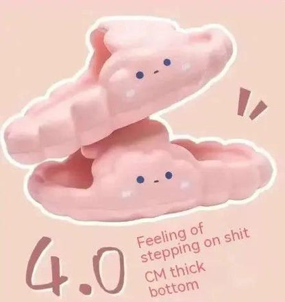 Mandotos home bathroom slippers with cloud pattern, slip-resistant design, soft fabric for comfortable indoor use.