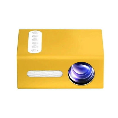 MANDOTOS Home Office T300 Projector HD 1080P miniature projector displaying a clear image on a wall in a workspace.