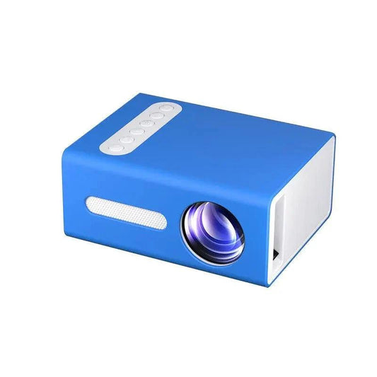Mandotos Home Office T300 Mini Projector displaying HD 1080P image on wall, compact size suitable for home or office use.