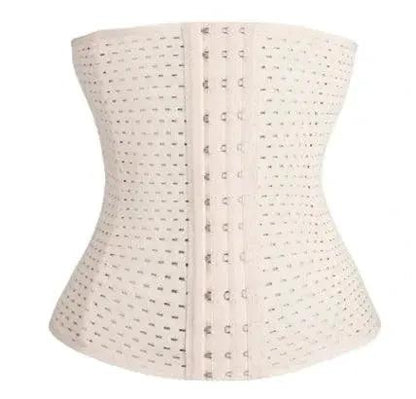 Mandotos hot waist trainer corset showing a black, form-fitting waist cincher with front hook closures and adjustable straps.