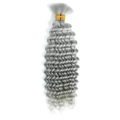 Mandotos 100g deep wave human braiding hair bulk in curly style, ideal for boho braids and no-weft hair extensions.