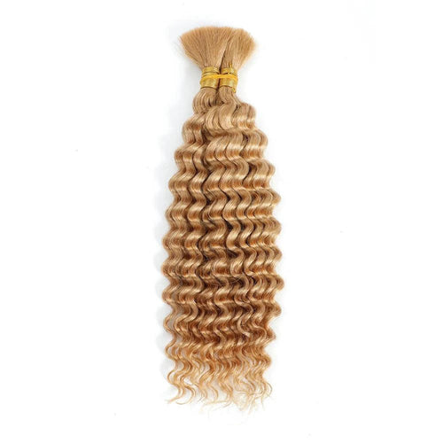 Mandotos 100g deep wave human braiding hair bulk with no weft, curly human hair extensions for boho braids and styling.