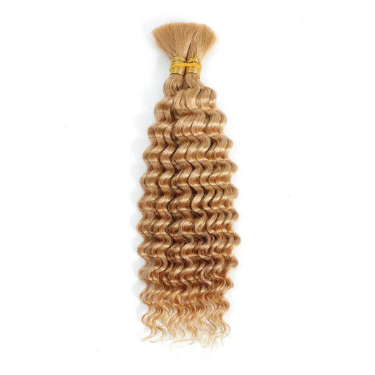 Mandotos 100g deep wave human braiding hair bulk with no weft, curly human hair extensions for boho braids and styling.
