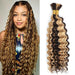 Human Hair 20-inch deep wave braiding bundle with P4/27 highlights by MANDOTOS, showcasing textured, highlighted hair for stylish braids.