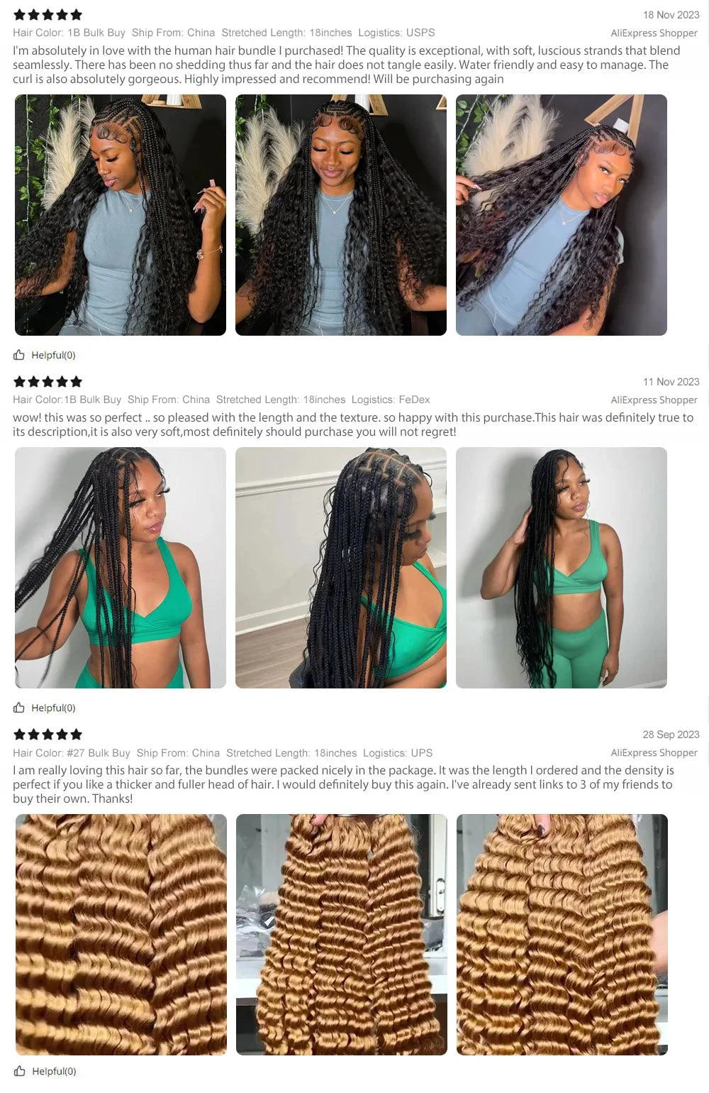 Mandotos 20-inch human hair braiding bundle with deep wave highlight in P4/27 for natural, textured hairstyles.