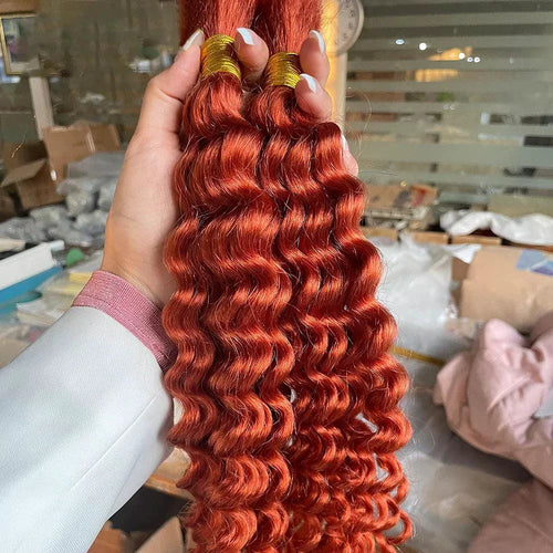 Mandotos 20-inch human hair braiding bundle with deep wave highlight in P4/27 for stylish, natural-looking hair extensions.