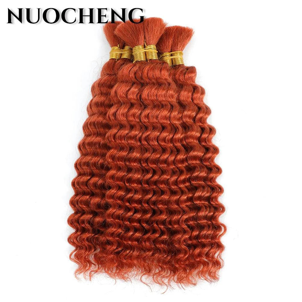 Human Hair 20-inch Deep Wave Highlight P4/27 braiding bundle from MANDOTOS, showcasing rich texture and vibrant color for stylish braids.