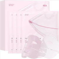 Mandotos Hydrating Collagen Facial Mask applied on a woman's face, showcasing a soothing, moisture-rich skincare treatment.