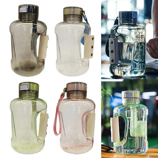 Mandotos HydroBoost Sports Hydration Bottle with ergonomic design, clear plastic body, and secure lid for active hydration.