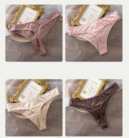 Mandotos ice silk women’s seamless low waist panties, quick-drying, breathable, skin-friendly lingerie underwear.