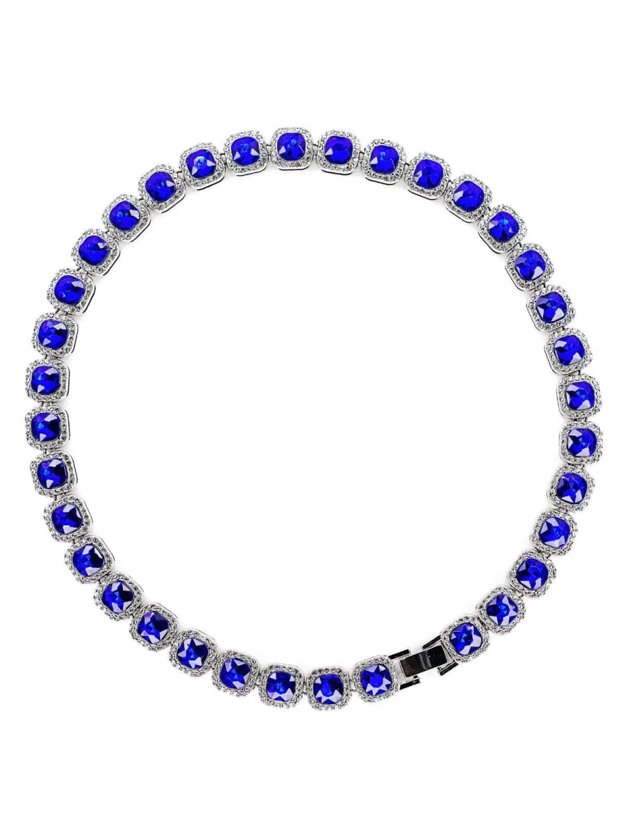 Mandotos Illumina tennis chain with clustered stones and radiant embellishments, showcasing elegant jewelry design.