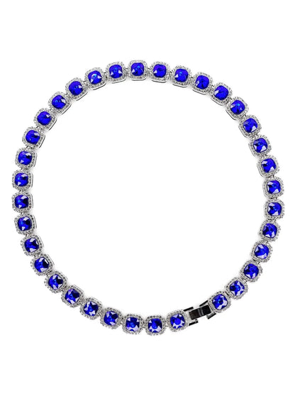 Mandotos Illumina tennis chain with clustered stones and radiant embellishments, showcasing elegant jewelry design.