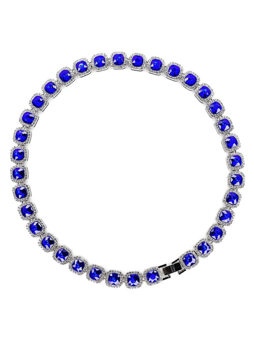Mandotos Illumina tennis chain with clustered stones and radiant embellishments, showcasing elegant jewelry design.