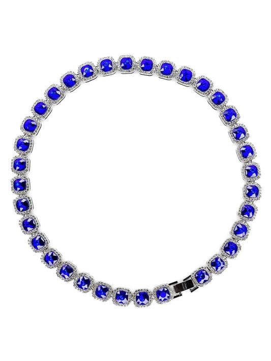 Mandotos Illumina tennis chain with clustered stones and radiant embellishments, showcasing elegant jewelry design.