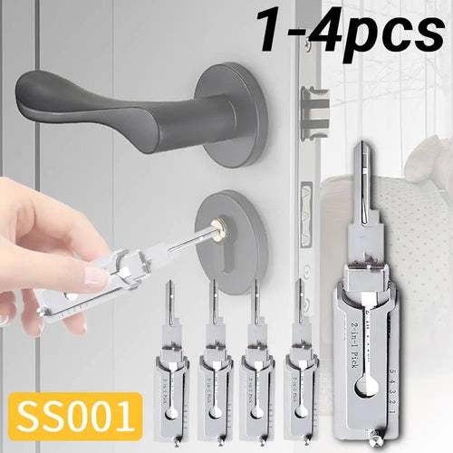 Mandotos International stainless steel 1-4pcs key decoder tool pickup hand tool kit with precision tools for lock maintenance and repair