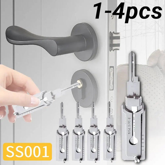 Mandotos International stainless steel 1-4pcs key decoder tool pickup hand tool kit with precision tools for lock maintenance and repair