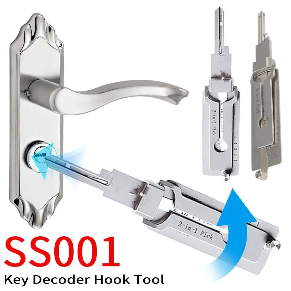 Mandotos International stainless steel 1-4pcs SS001 key decoder tool pickup hand tool kit for lock maintenance and repair.
