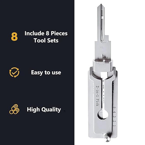 Mandotos International stainless steel 1-4pcs SS001 key decoder tool pickup hand tool kit for locksmith maintenance and repair.