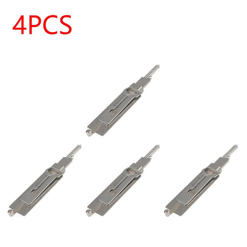 Mandotos International stainless steel key decoder tool pickup kit with precision hand tools for lock maintenance and repair.