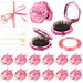12-piece Rose Mirror and Brush Wedding Favor Set by MANDOTOS INTERNATIONAL, featuring elegant pink rose designs and compact travel size.