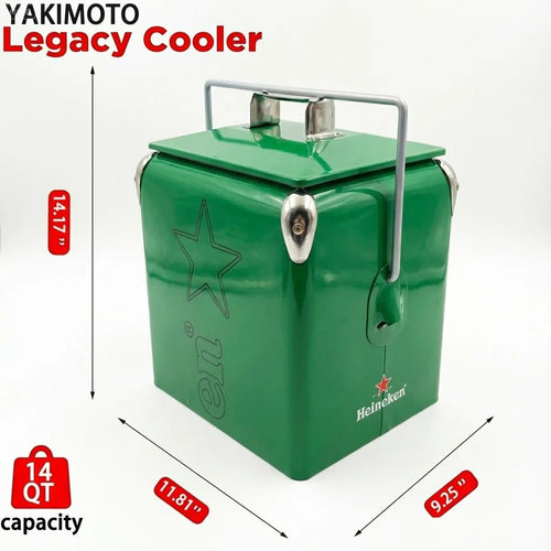 Mandotos International 13L Iron Square Cooler for camping, beach, outdoor events, travel, BBQ, RV, and wedding occasions