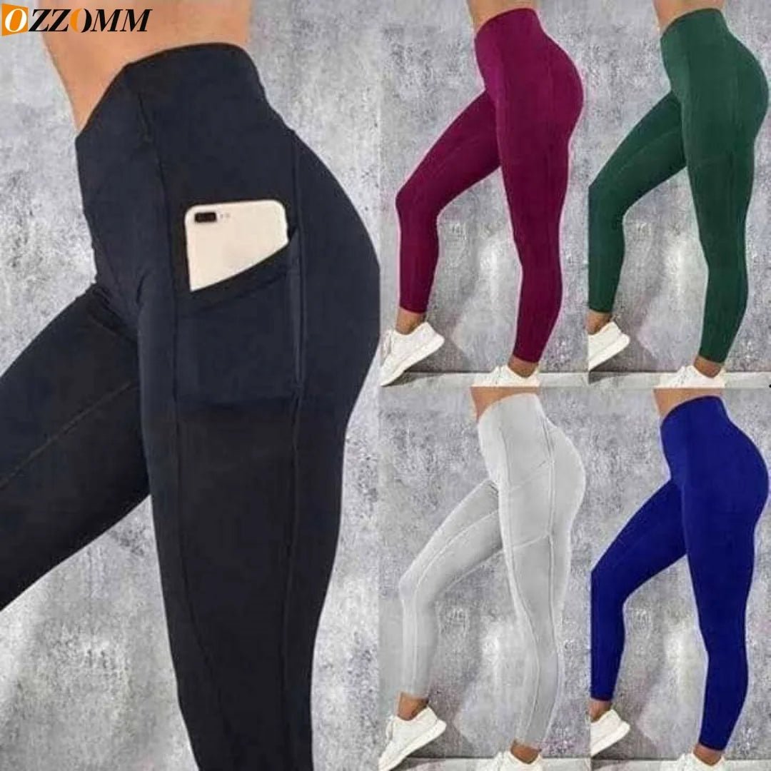 Mandotos International plus size women’s solid high waist yoga pants with pockets, elastic gym leggings for fitness and running, XXXL