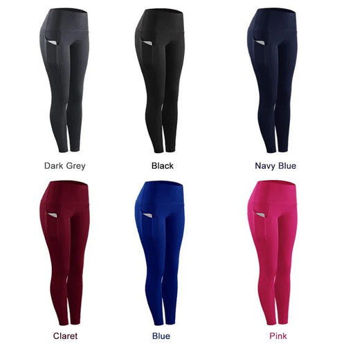 Plus size Mandotos yoga pants for women with pockets, high waist, elastic fit, solid color, ideal for fitness, running, and gym.