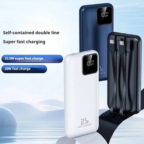Mandotos International 20000mAh fast charging power bank with digital display and USB port for portable device charging.