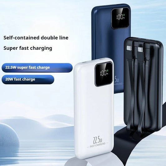 Mandotos International 20000mAh fast charging power bank with digital display and USB port for portable device charging.