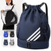 Mandotos International 2024 drawstring backpack with front pocket, large capacity, suitable for outdoor training, travel, and gym use.