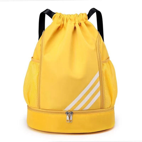 Mandotos International 2024 drawstring backpack with pocket, suitable for outdoor training, basketball, travel, and gym use, large capacity.