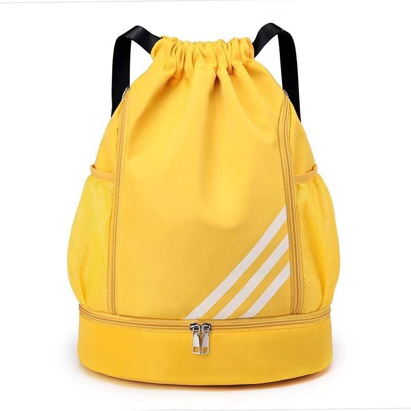 Mandotos International 2024 drawstring backpack with pocket, suitable for outdoor training, basketball, travel, and gym use, large capacity.