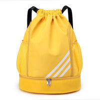 Mandotos International 2024 large capacity drawstring backpack with front pocket for outdoor, travel, gym, and basketball use