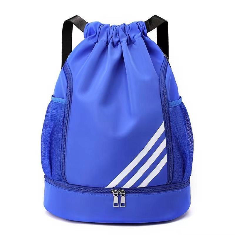 Mandotos International 2024 drawstring backpack with multiple pockets, ideal for outdoor training, travel, and gym use.