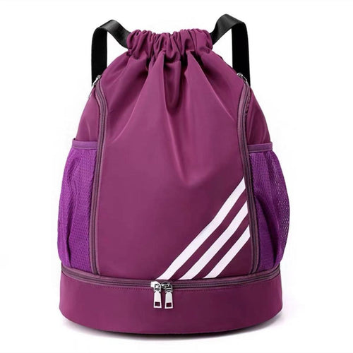 Mandotos International 2024 drawstring backpack with front pocket, large capacity for outdoor training, travel, and gym use