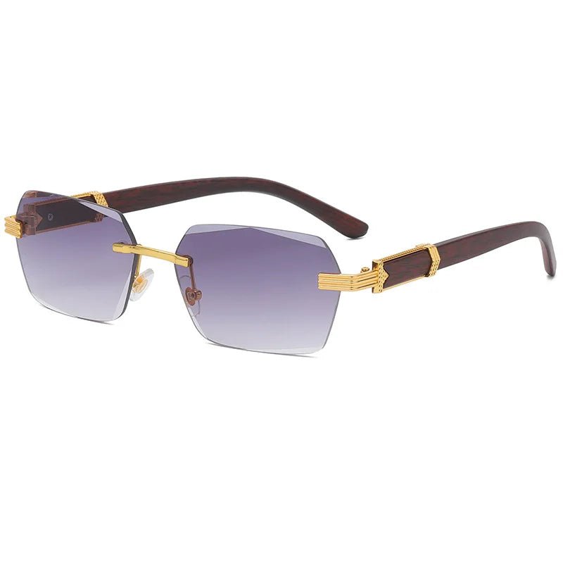 Mandotos International 2024 trendy square sunglasses with wood grain metal frame and personalized PC irregular design.