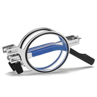 Mandotos International 2024 SleekFold anti-blue light reading glasses with slim black frame and clear lenses.