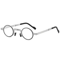 Mandotos International 2024 SleekFold Anti-Blue Readers with slim black frame and clear lenses, designed for stylish eye protection.