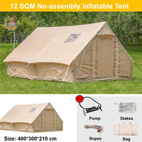 Large waterproof inflatable family tent by MANDOTOS INTERNATIONAL, ideal for outdoor camping with airtight, durable design.