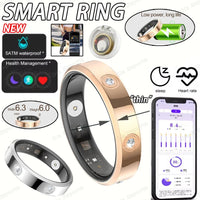 Mandotos 2025 Smart Ring for women and men, 6.3mm narrow band with heart rate, health, stress monitoring, waterproof, fashion sports ring.