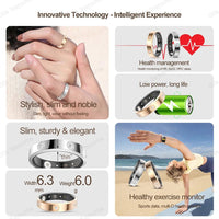 Mandotos International 2025 smart ring for women and men, 6.3mm narrow design, heart rate, stress monitor, waterproof fashion sports ring
