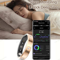 Mandotos International 2025 Smart Ring for women and men, 6.3mm narrow, waterproof, heart rate and stress monitor, sporty fashion accessory.