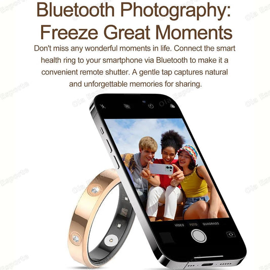 Mandotos International 2025 Smart Ring for women and men, narrow 6.3mm design with heart rate, stress monitoring, waterproof IP68 sports ring