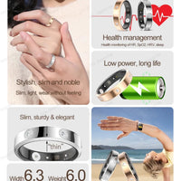Mandotos 2025 Smart Ring for women and men, 6.3mm narrow, waterproof fitness ring with heart rate and stress monitoring.