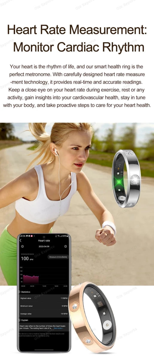 Mandotos International 2025 smart ring for women and men, 6.3mm narrow design with heart rate, health, stress tracking, IP68 waterproof sports ring.
