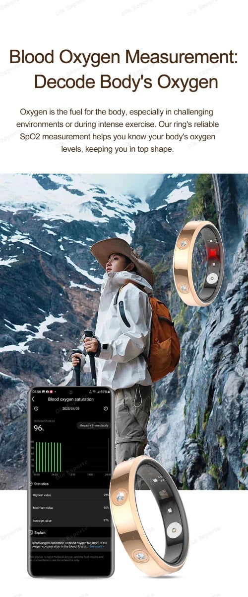 Mandotos International 2025 smart ring for women and men, 6.3mm narrow design, heart rate, stress monitoring, waterproof sports ring