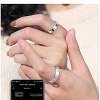 Mandotos International 2025 smart ring for women and men, super narrow 6.3mm design with heart rate, stress monitoring, and IP68 waterproof features.