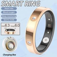 Mandotos International 2025 smart ring for women and men, 6.3mm narrow design, heart rate and stress monitor, waterproof sports ring.