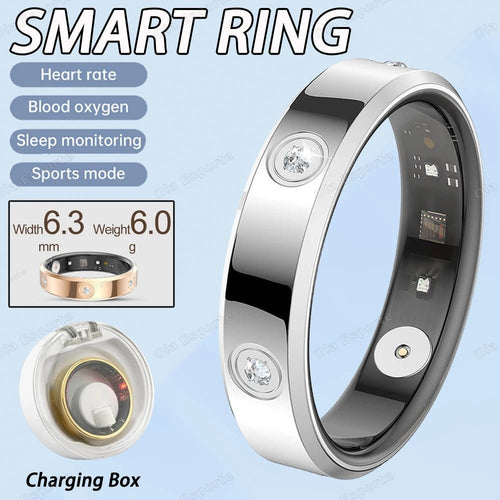 Mandotos International 2025 Smart Ring for women and men, 6.3mm narrow band with heart rate, stress monitor, waterproof sports design